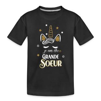 Ma Future Grande sœur licorne - T-shirt bio Premium Enfant - noir - Devant