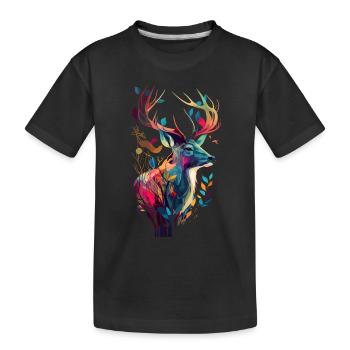 Jagd auf Hirsche bunt - Kinder Premium Bio T-Shirt - Schwarz - Vorne