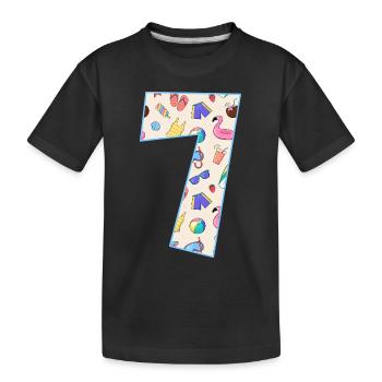 VACANCES NUMÉRO 7 ANS ÉTÉ 7ÈME ANNIVERSAIRE - T-shirt bio Premium Enfant - noir - Devant