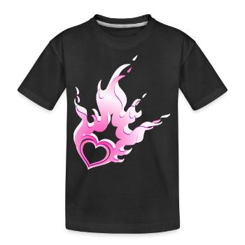 burning heart - Kids' Premium Organic T-Shirt - black - Front