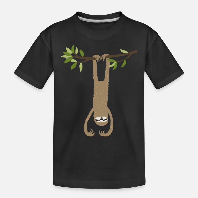 Faultier - Kinder Premium Bio T-Shirt - Schwarz