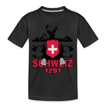 Schweiz Milchkuh 1291 - Kinder Premium Bio T-Shirt - Schwarz - Vorne