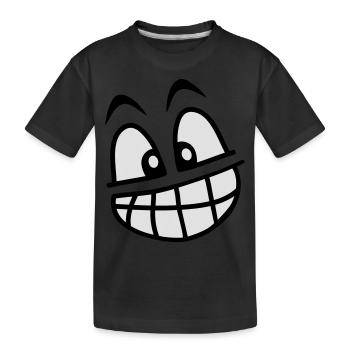 grin_face_2c - Kinder Premium Bio T-Shirt - Schwarz - Vorne