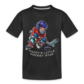 Daddy's little hockey star - baby hockey player - Kids' Premium Organic T-Shirt - black - Front