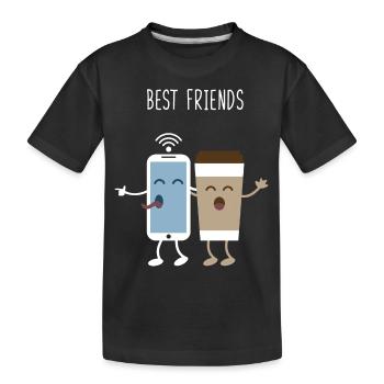 Bestfriends. Phone. Coffee. Cafe. Activity - Kids' Premium Organic T-Shirt - black - Front