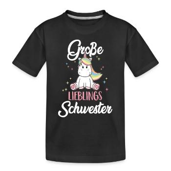 large favorite sister Unicorn family kind - Kids' Premium Organic T-Shirt - black - Front