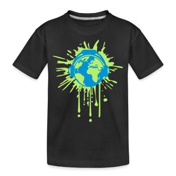 graffiti tropfen klecks spritzer erde musik kopfho - Kinder Premium Bio T-Shirt - Schwarz - Vorne