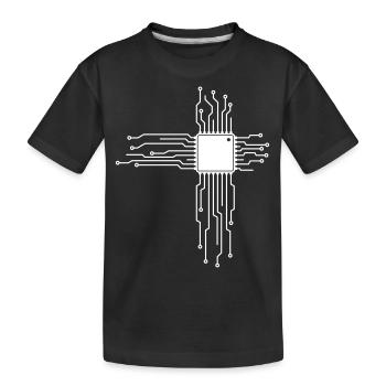 Platine als Herz - Computer CPU Nerd T-Shirt - Kinder Premium Bio T-Shirt - Schwarz - Vorne