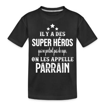 Super Héros sans Cape Parrain - T-shirt bio Premium Enfant - noir - Devant