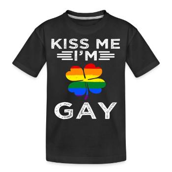 Embrasse-moi je suis gay - T-shirt bio Premium Enfant - noir - Devant