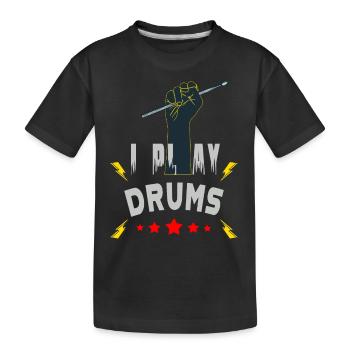 Je joue de la batterie - T-shirt bio Premium Enfant - noir - Devant