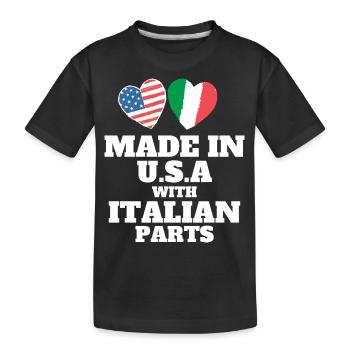 HERGESTELLT IN DEN USA MIT ITALIENISCHEN TEILEN - Kinder Premium Bio T-Shirt - Schwarz - Vorne