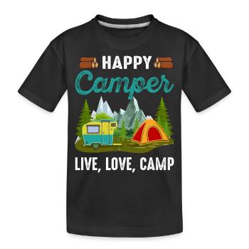 Camping Campingplatz zelten Zelt Wohnwagen glampin - Kinder Premium Bio T-Shirt - Schwarz - Vorne