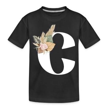 lettre C fleuris - T-shirt bio Premium Enfant - noir - Devant