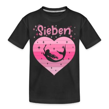 7. Geburtstag Meerjungfrau Schwimmerin Mädchen - Kinder Premium Bio T-Shirt - Schwarz - Vorne