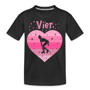 Herz Liebe Sport Rollschuh Mädchen 4. Geburtstag - Kinder Premium Bio T-Shirt - Schwarz - Vorne
