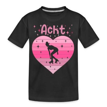 Herz Liebe Sport Rollschuh Mädchen 8. Geburtstag - Kinder Premium Bio T-Shirt - Schwarz - Vorne