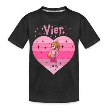 Herz Liebe Sport Basketball Mädchen 4. Geburtstag - Kinder Premium Bio T-Shirt - Schwarz - Vorne