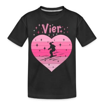 Herz Liebe Hobby Skifahren 4. Geburtstag - Kinder Premium Bio T-Shirt - Schwarz - Vorne