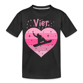 4. Geburstag Snowboard Skiurlaub Mädchen Tochter - Kinder Premium Bio T-Shirt - Schwarz - Vorne