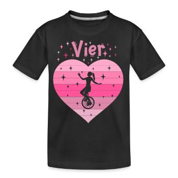 4. Geburtstag Einrad fahren Mädchen Tochter - Kinder Premium Bio T-Shirt - Schwarz - Vorne