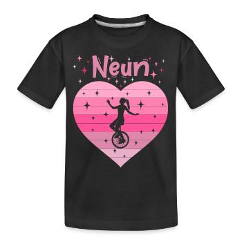 9. Geburtstag Einrad fahren Mädchen Tochter - Kinder Premium Bio T-Shirt - Schwarz - Vorne
