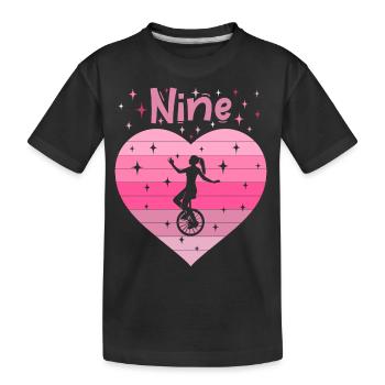 9. Geburtstag Einrad fahren Mädchen Tochter - Kinder Premium Bio T-Shirt - Schwarz - Vorne