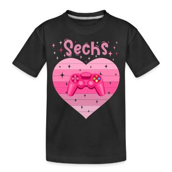Mädchen Tochter 6. Geburstag Gaming Controller - Kinder Premium Bio T-Shirt - Schwarz - Vorne