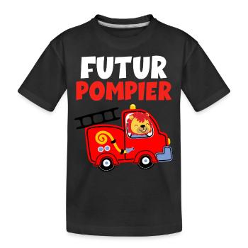 Petit Pompier D'Amour Cadeau Enfant - T-shirt bio Premium Enfant - noir - Devant
