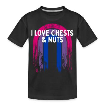 I Love Chests & Nuts Bisexual LGBTQ Bi Pride - Kinder Premium Bio T-Shirt - Schwarz - Vorne