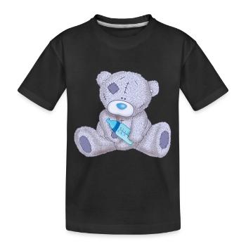 Lila Teddybär - Kinder Premium Bio T-Shirt - Schwarz - Vorne