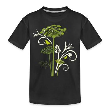 Silhouette of blooming fennel - Kids' Premium Organic T-Shirt - black - Front
