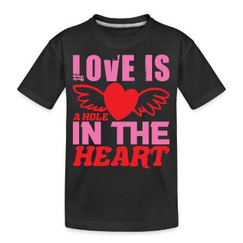 L’AMOUR EST UN TROU DANS LE CŒUR - T-shirt bio Premium Enfant - noir - Devant
