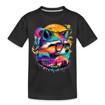 Renard en randonneur dans les montagnes aux couleurs vives - T-shirt bio Premium Enfant - noir - Devant