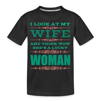 Macho Großartiger Mann, Frau, die glücklich sein - Kinder Premium Bio T-Shirt - Schwarz - Vorne