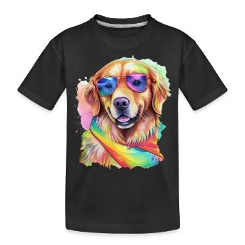 Cooler Hund Golden Retriever mit Sonnenbrille - Kinder Premium Bio T-Shirt - Schwarz - Vorne
