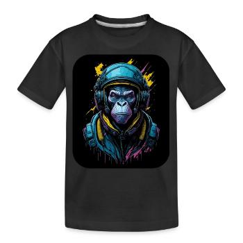 Affe im Astronautenanzug | Weltraum-Pilot - Kinder Premium Bio T-Shirt - Schwarz - Vorne