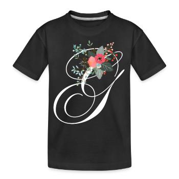 Lettre g fleuris - T-shirt bio Premium Enfant - noir - Devant
