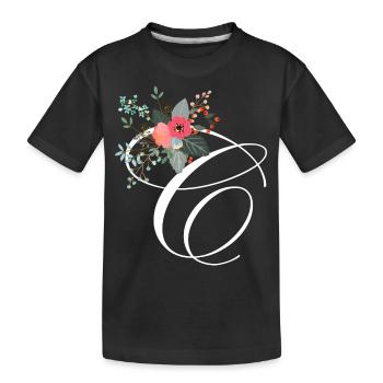 Lettre c fleuris - T-shirt bio Premium Enfant - noir - Devant