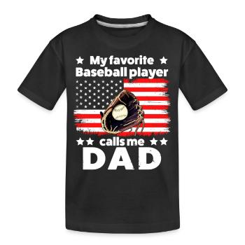 Mein Baseballspieler nennt mich Papa Baseball-Papa - Kinder Premium Bio T-Shirt - Schwarz - Vorne
