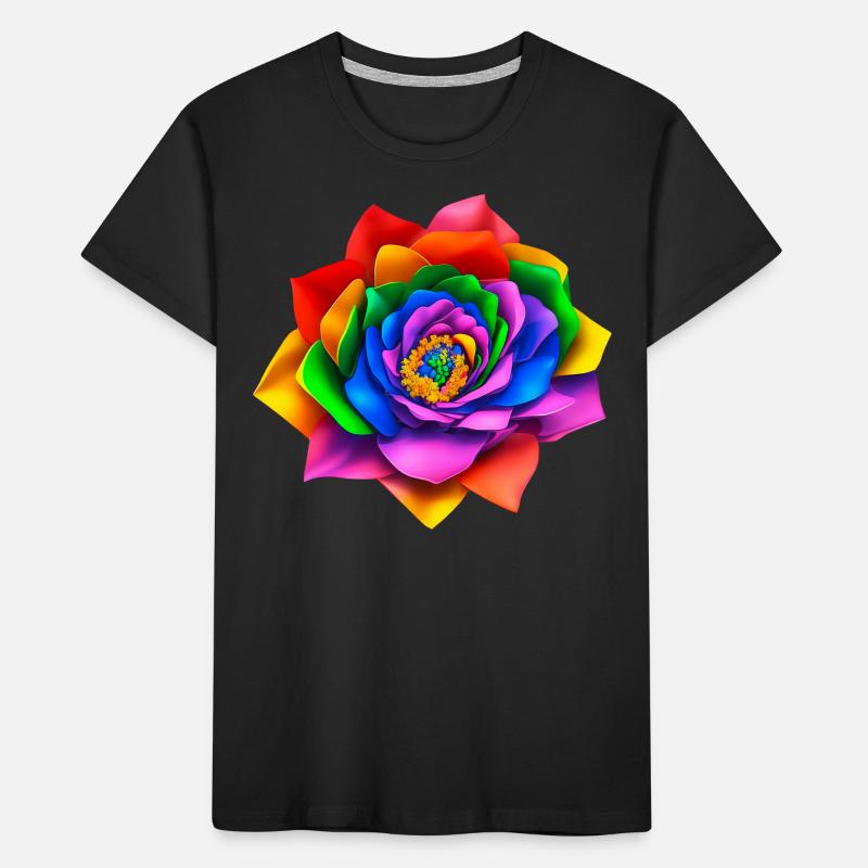 Fleur arc-en-ciel 3D vive T-shirt bio Premium Enfant