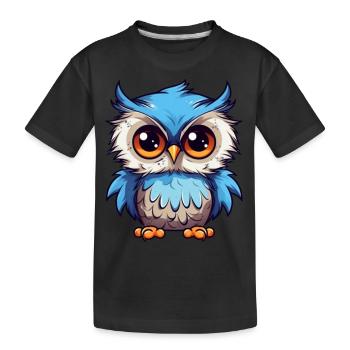 Süße Eule mit großen Kulleraugen - Kinder Premium Bio T-Shirt - Schwarz - Vorne