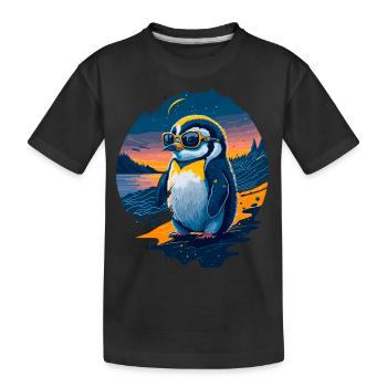 Niedlicher Pinguin - Kinder Premium Bio T-Shirt - Schwarz - Vorne