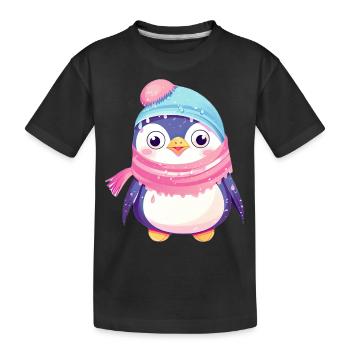 Manchot du pays des merveilles d’hiver - T-shirt bio Premium Enfant - noir - Devant