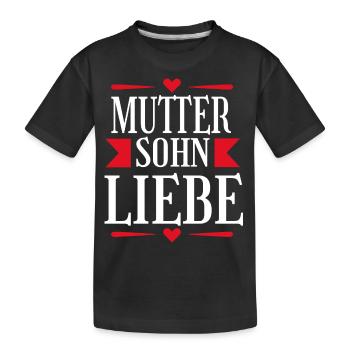 Mutter Sohn Liebe Tshirt - Kinder Premium Bio T-Shirt - Schwarz - Vorne