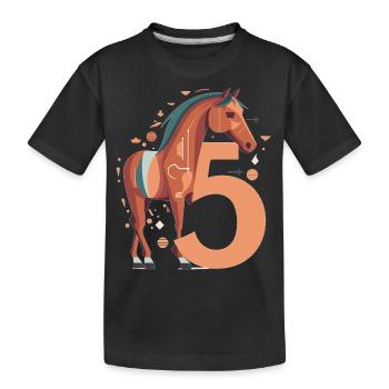 Cheval du 5e anniversaire - T-shirt bio Premium Enfant - noir - Devant