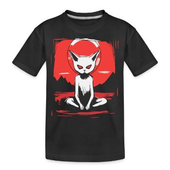 Japon, Soleil Rouge, Yoga, Chat - T-shirt bio Premium Enfant - noir - Devant