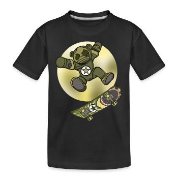 Halloween Skater Teddy with Skateboard - Kids' Premium Organic T-Shirt - black - Front