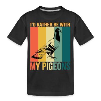 Eher mit Tauben Retro-Design für Taubenliebhaber - Kinder Premium Bio T-Shirt - Schwarz - Vorne