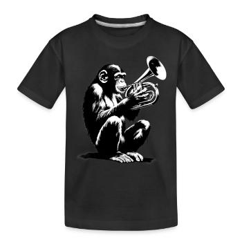 Monkey Orchestra Trumpet Street Art Banksy Stylelet - Kids' Premium Organic T-Shirt - black - Front